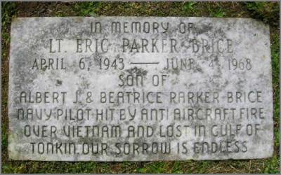Back of headstone — Eric Parker Brice