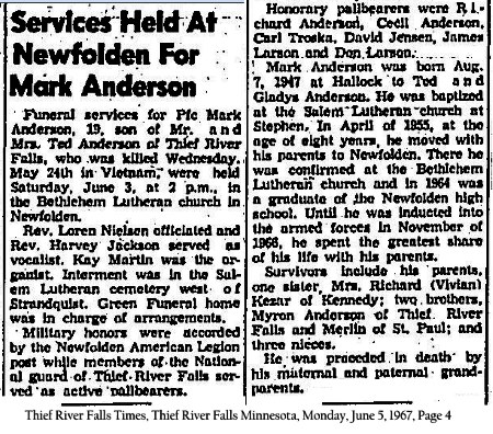 Headstone of Mark Anthony Anderson