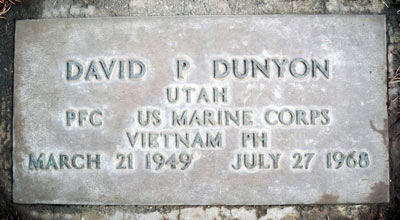 Back of headstone — David Pherral Dunyon