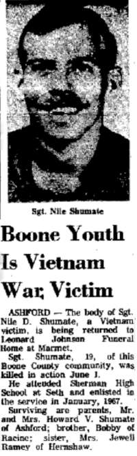 Back of headstone — Nile Dean Shumate