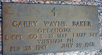 Headstone of Garry Wayne Baker