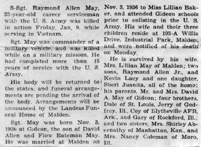 Headstone of Raymond Allen May