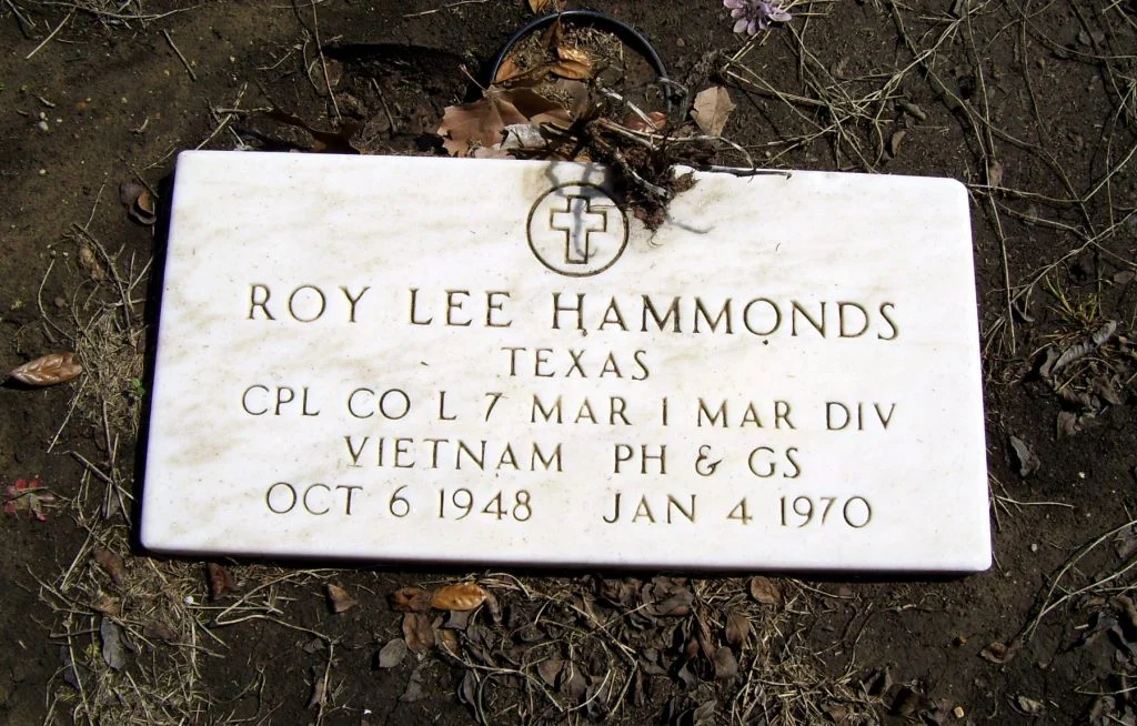 Back of headstone — Roy Lee Hammonds