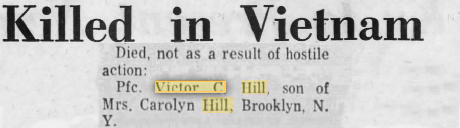 Headstone of Victor C Hill