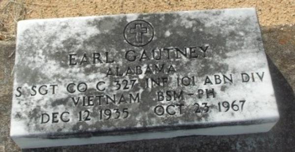 Headstone of Earl Gautney