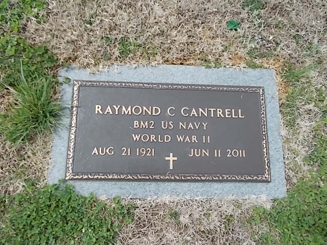 Back of headstone — Raymond C Cantrell