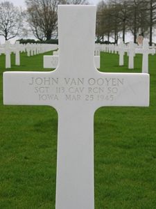 Back of headstone — John Van Ooyen