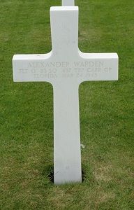 Back of headstone — Alexander Warden