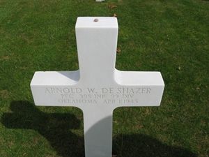 Back of headstone — Arnold Wellington De Shazer