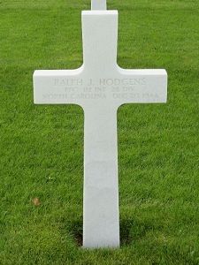 Back of headstone — Ralph J Hodgens