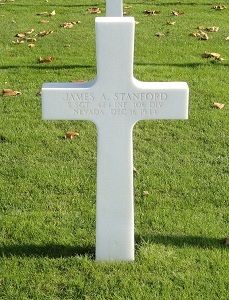 Back of headstone — James Allen Stanford