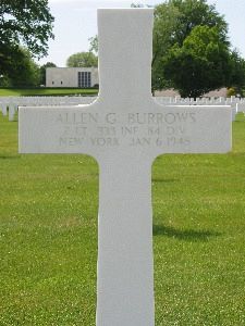 Back of headstone — Allen George Burrows