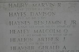 Back of headstone — Malcolm O'Connor Healey