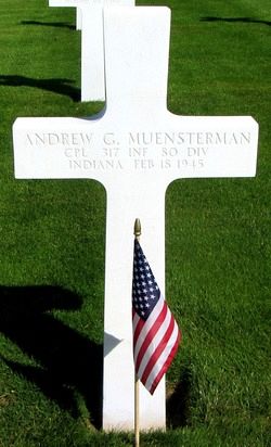 Back of headstone — Andrew George Muensterman