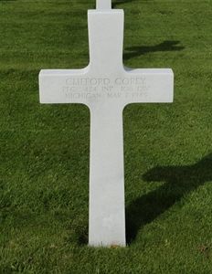 Back of headstone — Clifford Corey