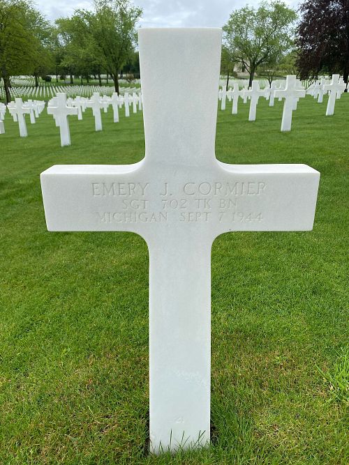 Back of headstone — Emery James Cormier