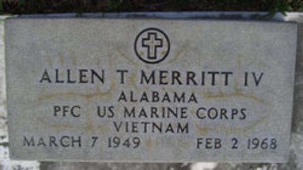 Headstone of Allen Twiggs Merritt IV