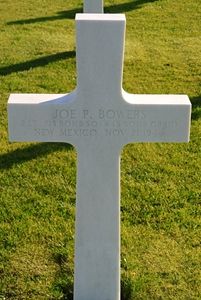 Back of headstone — Joe Paul Bowers