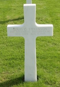 Back of headstone — Louis Charron Stevenson