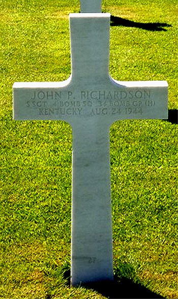Back of headstone — John Parker Richardson