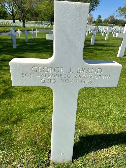 Back of headstone — George J Brand