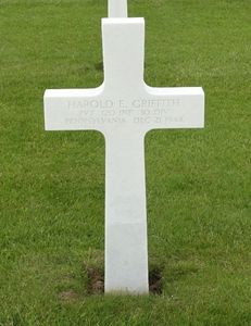 Back of headstone — Harold E Griffith