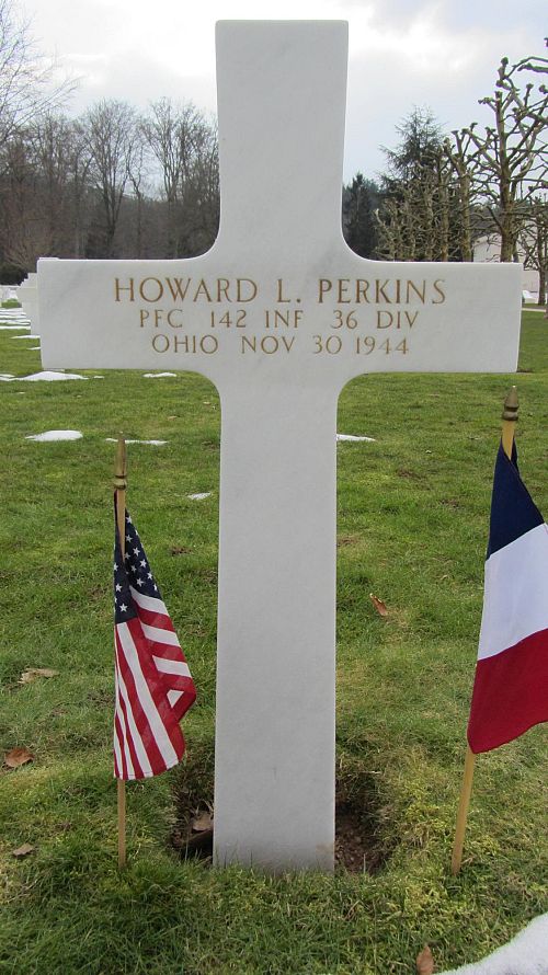 Back of headstone — Howard Lester Perkins