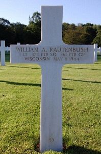 Back of headstone — William Arthur Rautenbush