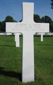 Back of headstone — Robert A Wess