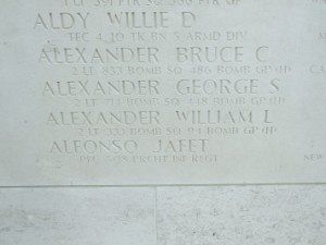 Back of headstone — George Spurlock Alexander