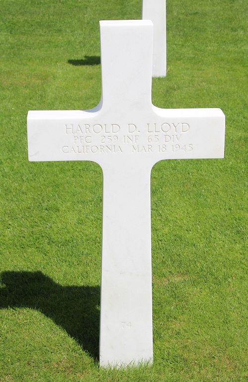 Back of headstone — Harold Delman Lloyd