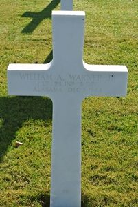 Back of headstone — William Albert Warner
