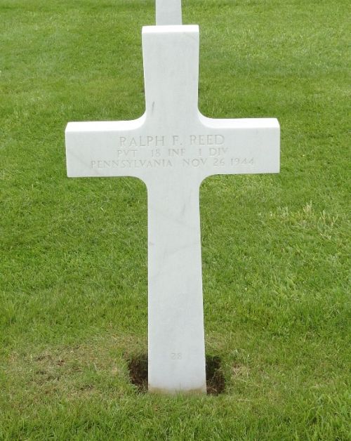 Back of headstone — Ralph F Reed