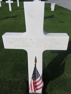 Back of headstone — Leroy Richard Thomas