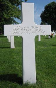 Back of headstone — James Allen Bower