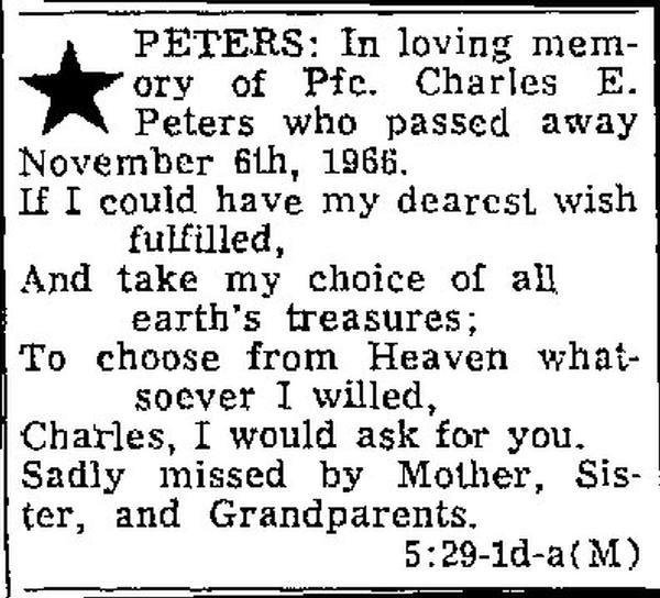 Headstone of Charles Edmund Peters