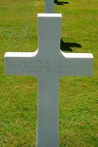 Back of headstone — Roy Lee Saye