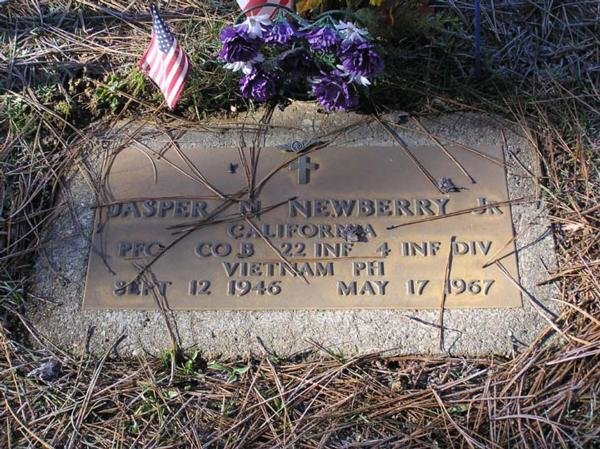 Headstone of Jasper Newton Newberry Jr.