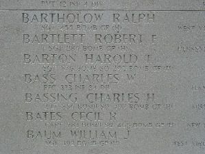 Back of headstone — Charles W Bass