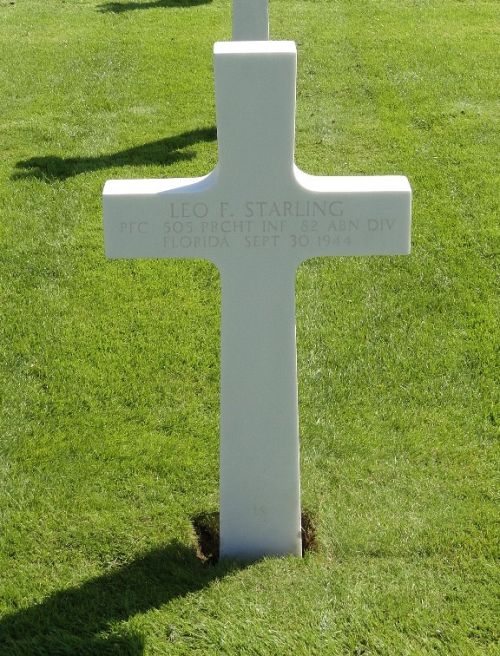 Back of headstone — Leo Franklin Starling
