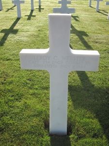 Back of headstone — Leroy Charles Webster