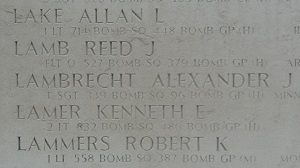 Back of headstone — Alexander John Lambrecht