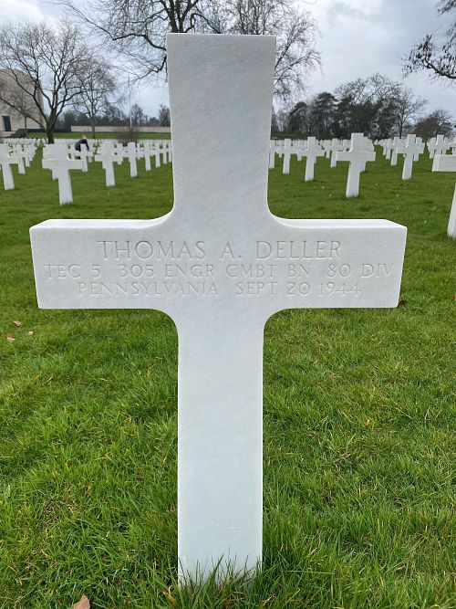 Back of headstone — Thomas A Deller
