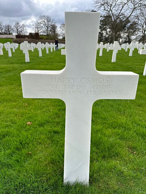 Back of headstone — Harry Csmos
