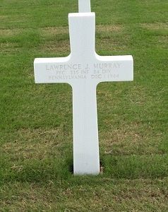 Back of headstone — Lawrence J Murray