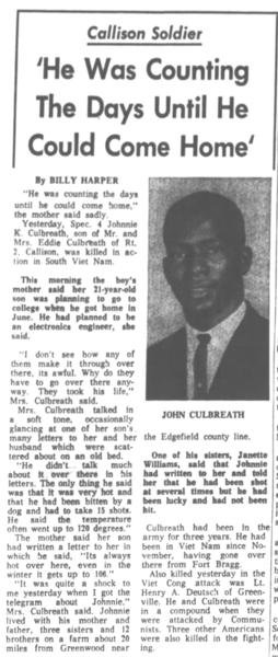 Headstone of Johnie King Culbreath
