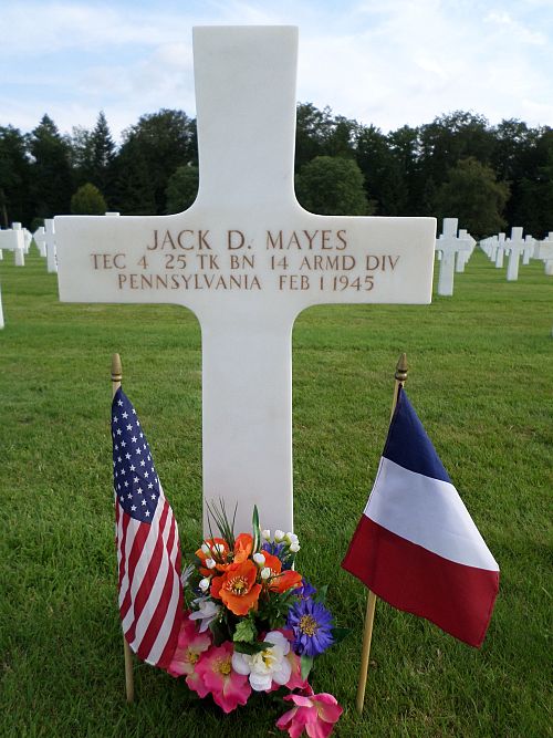 Back of headstone — Jack Diener Mayes
