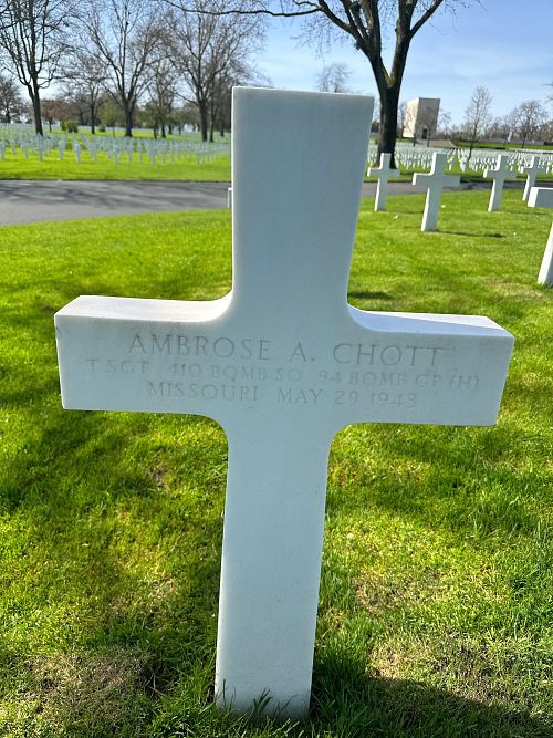 Back of headstone — Ambrose A Chott