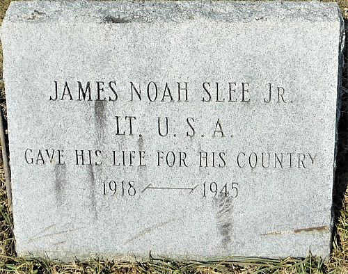 Back of headstone — James Noah Slee