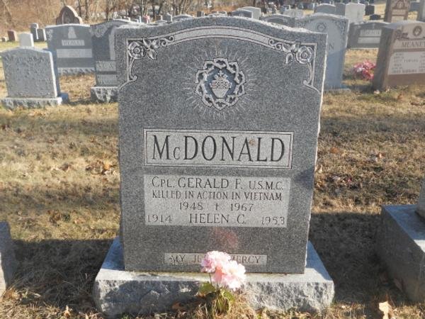 Headstone of Gerald Francis McDonald